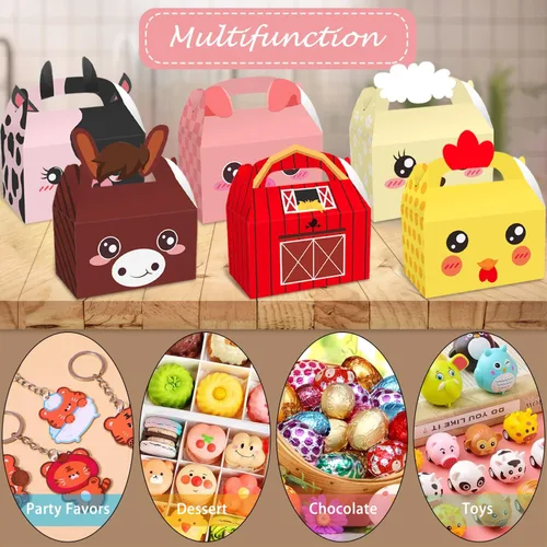 Miniatura 5 de MIKIMIQI Decoraciones de fiesta de animales de granja, 12 cajas de regalo, suministros de fiesta de cumpleaños para niños y niñas, baby shower