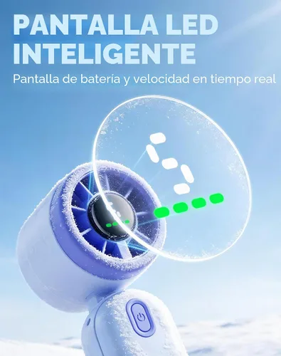 Miniatura 7 de iTurbo - Ventilador turbo de mano, mini ventiladores de mano portátiles plegables, batería recargable, pantalla LED de alta velocidad de 5