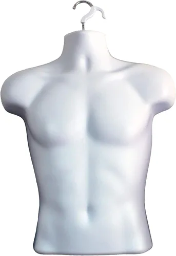 Miniatura 3 de Maniquí masculino con espalda hueca y cuerpo apilable con ganchos para colgar para exhibición de camisetas, encimera, ferias de manualidades, fotos
