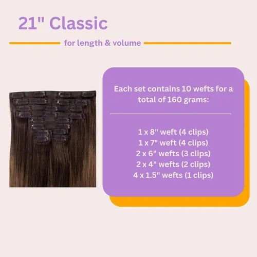 Miniatura 2 de BFB Hair Extensiones de cabello con pinzas para mujer, extensiones de cabello humano real, color castaño y rubio degradado bañado en miel, 21 Miel