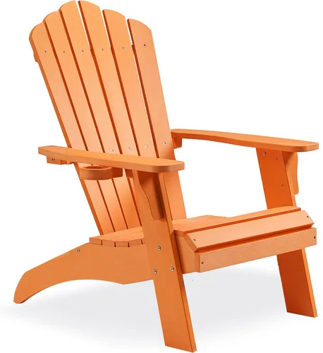 Miniatura 30 de Psilvam Silla Adirondack, silla para hoguera de madera de polietileno de gran tamaño con soporte para tazas, sillas de patio de soporte de 350 Blanco