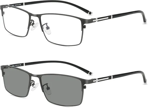 Gafas de lectura de transición de metal para hombre, lentes fotocrómicas ultraligeras para presbicia, lupa Gary
