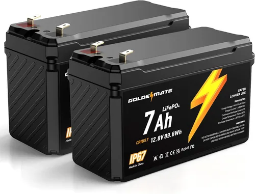 Miniatura 13 de GOLDENMATE Batería de ciclo profundo LiFePO4 de litio de 12 V 7 Ah, más de 5000 ciclos, batería de fosfato de hierro de litio impermeable IP67, BMS