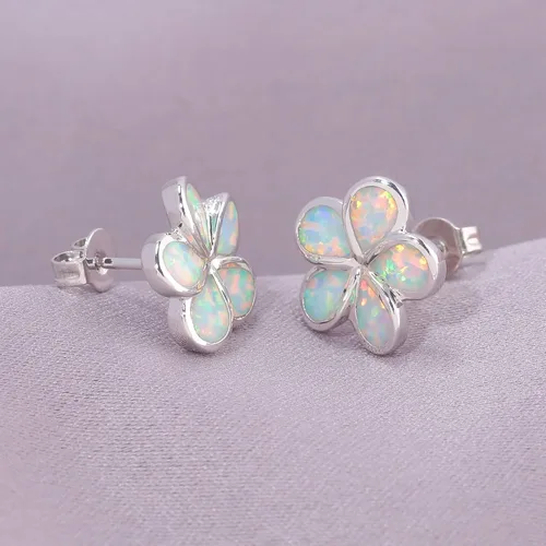 Miniatura 7 de CiNily - Aretes con forma de flor chapados en oro con ópalo hipoalergénicos, aretes colgantes con gota de flores, regalo de joyería para mujeres