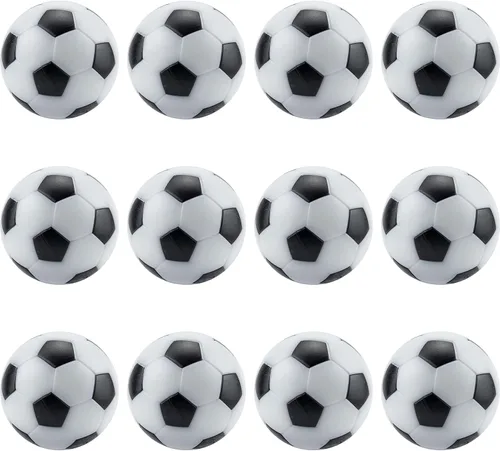 IFAMIO Juego de 12 pelotas de futbolín de fútbol, mini pelotas de fútbol en blanco y negro, mini pelotas de fútbol de mesa