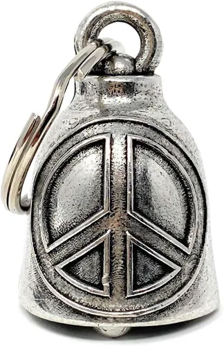 Bravo Bells Campana con signo de paz, accesorio o llavero para la buena suerte en la carretera, plateado
