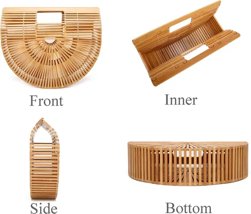 Miniatura 5 de Obosoyo Bolso de bambú hecho a mano para mujer, para verano, playa, mar