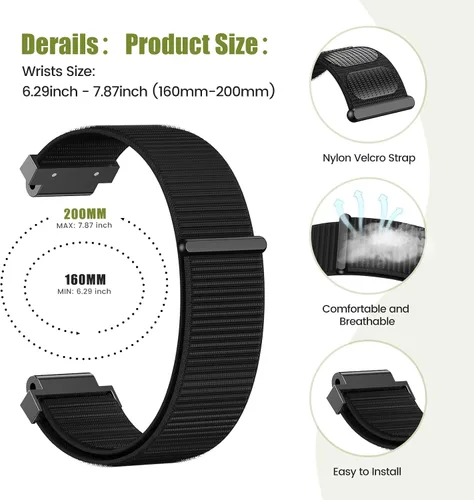 Miniatura 4 de NotoCity Para Forerunner 735XT Banda Nylon Forerunner 235 Smartwatch Band Forerunner 630/620/220/230 Correa Approach S6 Watchband (negro)
