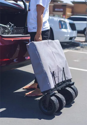 Miniatura 7 de WHITSUNDAY - Carro plegable para jardín al aire libre, parque utilitario, para picnic, con rodamiento y freno, ruedas todo terreno de 8 pulgadas