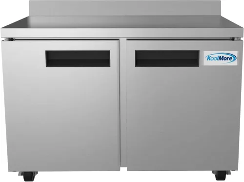 Miniatura 7 de KoolMore 48" de acero inoxidable 2 puertas congelador comercial de encimera con 3 1/2 contrasalpicaduras - 12 pies cúbicos
