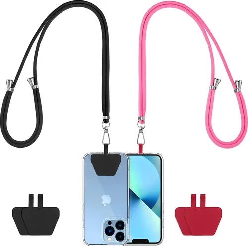 Miniatura 10 de CACOE Paquete de 2 cordones para teléfono, 1 correa ajustable para el cuello, 1 correa de muñeca, 2 almohadillas, cordones universales cruzados