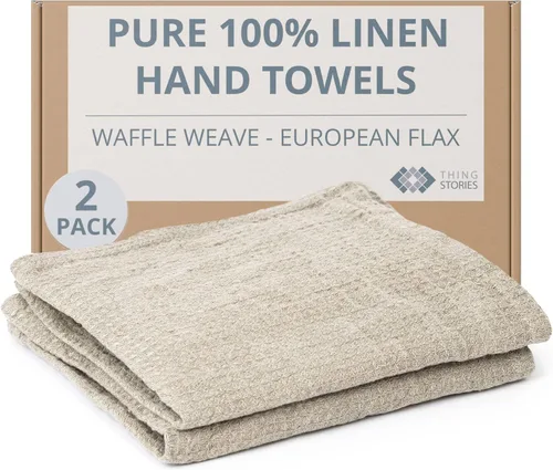 Miniatura 19 de Pure Linen - Juego de 2 toallas de baño pequeñas de 20 x 40 pulgadas de secado rápido para pieles sensibles, toallas finas para baño, toalla ligera
