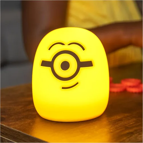 Linda luz nocturna LED con cambio de color en forma de Minions, esponjosa y regulable para niños, decoración de dormitorio, lámpara genial Amarillo
