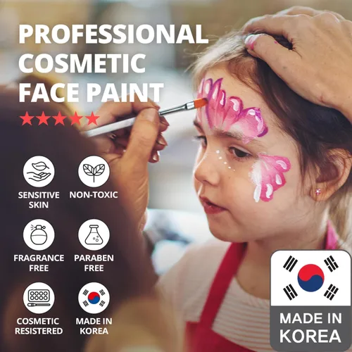 Miniatura 4 de Grida - Pintura facial para niños, kit profesional de pintura facial para fiestas para niños con 12 colores vibrantes con doble blanco, fácil