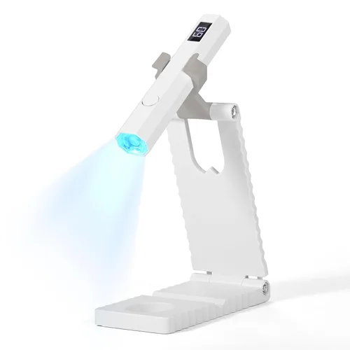 Miniatura 9 de SAVILAND Essentials Lámpara de uñas LED manos libres: luz UV rosa de secado rápido con soporte plegable LCD visible Temporizador de 20/60s lámpara