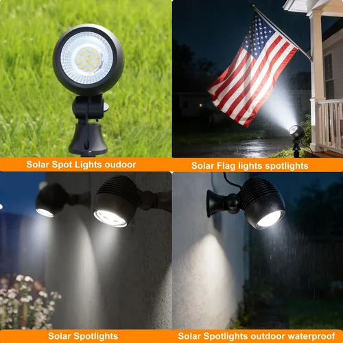 Miniatura 6 de SUNLONG Luces solares para exteriores, focos solares para exteriores, impermeables, para paisajismo para patio, jardín, bandera, camino, árboles
