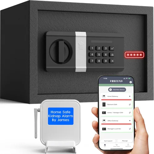 Miniatura 13 de FORFEND - Cajas Fuertes Inteligentes para el Hogar Desbloqueo/Alarma por App de Caja Fuerte WiFi Control por Voz, Alarma SOS de Secuestro