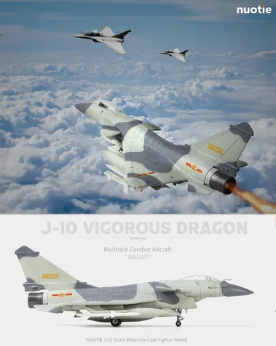 Miniatura 3 de NUOTIE 1/72 J10 Vigorous Dragon Fighter Jet Modelo Militar Aeronave Diecast Metal Modelo Adulto Modelo de Avión con Soporte para Entusiastas