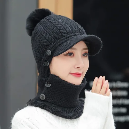 Miniatura 29 de HUAMULAN Gorro de invierno de una pieza para mujer, pasamontañas de forro polar, pasamontañas, máscara facial, bufanda, orejeras, esquí, nieve