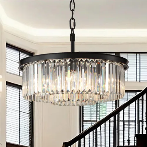 Miniatura 15 de Candelabro grande de cristal moderno de lujo, lámpara de techo colgante de oro antiguo para comedor, sala de estar, 12 luces, 3 niveles