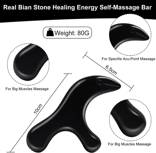 Miniatura 7 de Herramienta de masaje de punto de activación de tejido profundo, piedra natural Bian, piedra de raspado de acupuntura Gua Sha, reflexología de pies