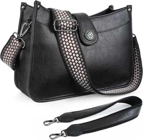 APHISON Bolsos cruzados para mujer a la moda, bolso de mano de cuero tipo hobo, bolsos cruzados, bolsa de hombro con 2 correas desmontables