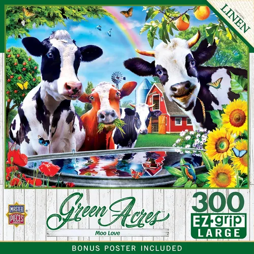 MasterPieces - Rompecabezas de 300 piezas, formas grandes de agarre EZ, Moo Love, divertido para adultos, personas mayores, familia, niños, acabado