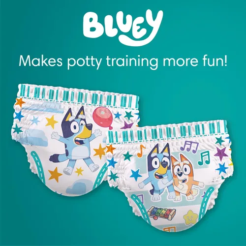 Miniatura 10 de Easy Ups - Pantalones de entrenamiento para niñas y niños, talla 4 (2T3T), 25 unidades, ropa interior de entrenamiento absorbente Bluey, hasta un