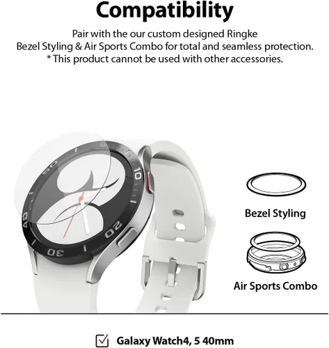 Miniatura 5 de Ringke Vidrio para bisel [4 unidades] Compatible con Samsung Galaxy Watch 4 Protector de pantalla (1.575 pulgadas), vidrio templado, dureza 9H