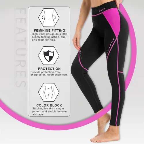 Miniatura 2 de GoldFin pantalones de traje de neopreno para mujer, 2 mm de neopreno, pantalones para mantenerse caliente para aeróbicos acuáticos, buceo, surf