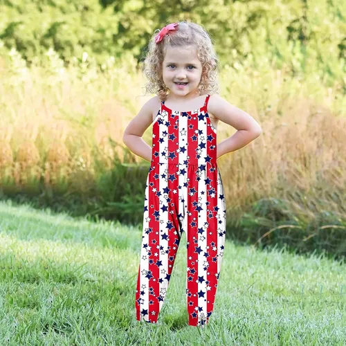 Miniatura 5 de Conjunto completo de ropa para niñas recién nacidas, mameluco harén del 4 de julio