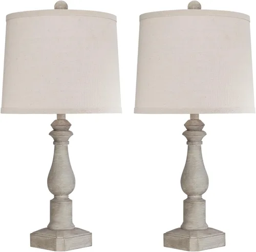 Miniatura 2 de Juego de 2 lámparas de mesa rústicas de 23 pulgadas para sala de estar, dormitorio, lámparas tradicionales de resina para mesita de noche para sala