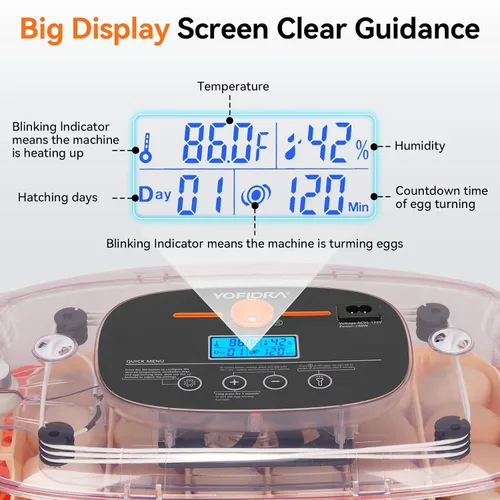 Miniatura 6 de Incubadoras para incubar huevos, incubadora de 24 huevos, girador automático de huevos con control de humedad y temperatura digital, día