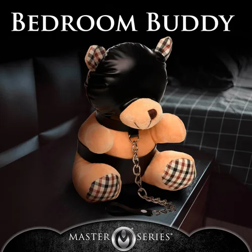 Miniatura 6 de MASTER SERIES Oso de Bondage con capucha para hombres, mujeres y parejas. Suave oso de peluche con temática BDSM M. Regalo lindo y sexy. 1 pieza