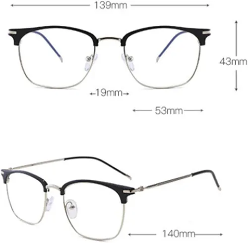 Miniatura 6 de Shiratori Gafas de lente transparente retro vintage con montura de cuerno de 1.693 in Marrón