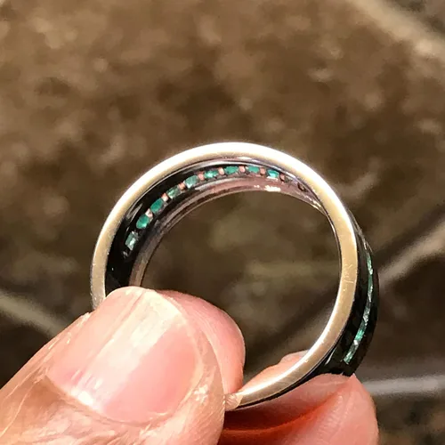 Miniatura 2 de Anillo de plata de ley 925 con esmeralda natural para hombre, talla 6, 7, 8, 9, 10, 11, 12, 13