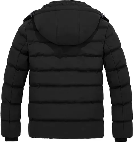 Miniatura 2 de Wantdo Abrigo de invierno con capucha para hombre, abrigo de algodón grueso con capucha extraíble
