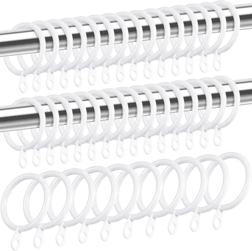 Miniatura 7 de Shappy Paquete de 40 anillos de metal para cortinero con ojales de diámetro interno de 0.98 pulgadas, se adapta a cortineros de hasta 0.7 pulgadas