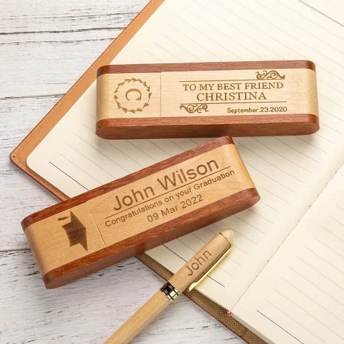 Miniatura 6 de Juego de bolígrafos y estuches de madera personalizados, bolígrafo de madera natural, regalo de cumpleaños/Navidad/graduación