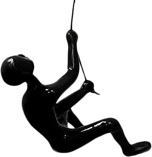 Climbing Man Wall Art Para decoración del hogar con cuerda de cuero de 30 pulgadas | Estatuas y esculturas de poliresina con accesorios para colgar