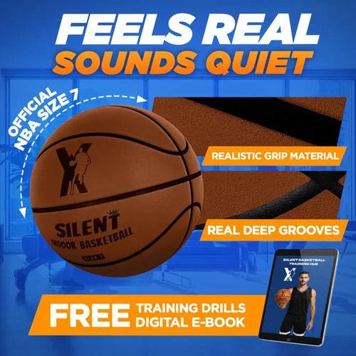 Miniatura 8 de YGA Silent Basketball Size 7 (29.5"): Grooved Airless Indoor Basketball with Upgraded 95% Bounce - Ultra Quiet Basketball for Dribbling Indoor