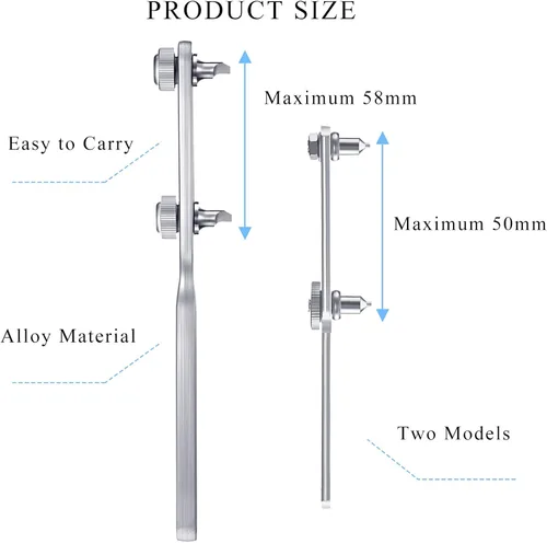 Miniatura 2 de Kit de abridor de caja trasera de reloj ajustable de acero inoxidable de 2.283 in y 1.969 in de aleación tipo llave de reloj, abridor de cubierta