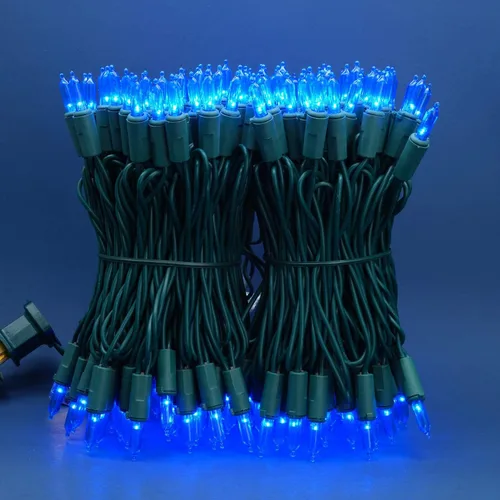 Miniatura 2 de Juego de luces de cadena navideñas azules de 200 unidades LED, 66 pies de cable verde, juego de luces festivas UL certificadas de grado comercial