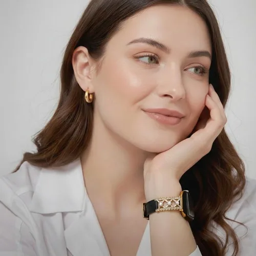 Miniatura 5 de Correa de cuero genuino y joyería para Apple Watch para mujer, elegante pulsera de perlas con circonitas laterales brillantes, correa de iWatch