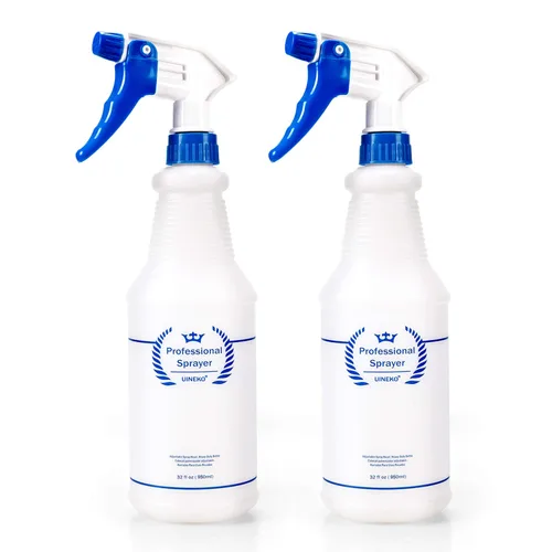 Paquete de 2 botellas pulverizadoras de plástico, 32 onzas, botellas de pulverización multiusos resistentes a prueba de fugas, rociador de agua