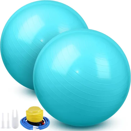 Miniatura 11 de Leyndo 2 pelotas de yoga grandes de 26 pulgadas, pelota de ejercicio antiestallido con bomba, 26 pulgadas/25.6 in para mejorar la postura