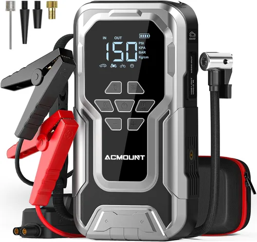 Miniatura 9 de Acmount P120 Arrancador de Batería de Coche Portátil, Arrancador de Puente de Coche de 6000A 12V con Caja de Salto (Todo Gas/10.0L Diésel), Pantalla