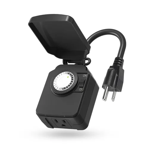 Miniatura 4 de BN-LINK Temporizador de luz mecánico para exteriores de 24 horas, impermeable, resistente, 15 A 1/2 HP, 1 toma de temporizador con conexión a tierra