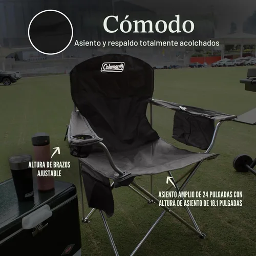 Miniatura 6 de Coleman Portable Camping Chair with 4-Can Cooler, Cushioned Seat & Back with Side Pockets & Cup Holder, Carry Bag Included, Great for Camping, Negro