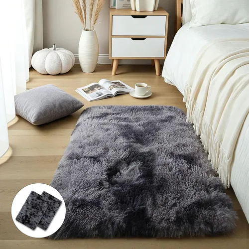 Miniatura 69 de KCHOWUA Alfombras Esponjosas y Peludas de Unicornio para Dormitorio de Niñas, 3x5 pies Lavable Antideslizante Alfombra de Área Shag Peluda para Sala